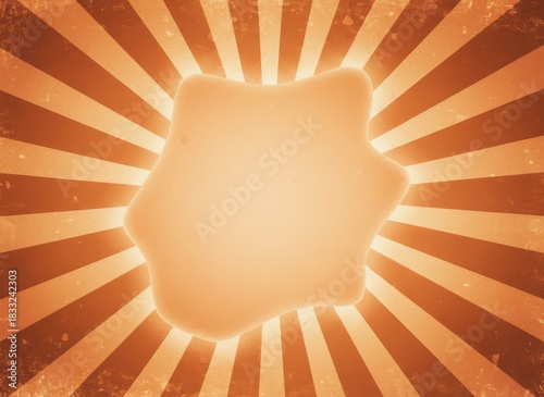 Retro Starburst with an Irregular Shaped Object, Orange and White, Textured Background with Subtle Grunge Detail.