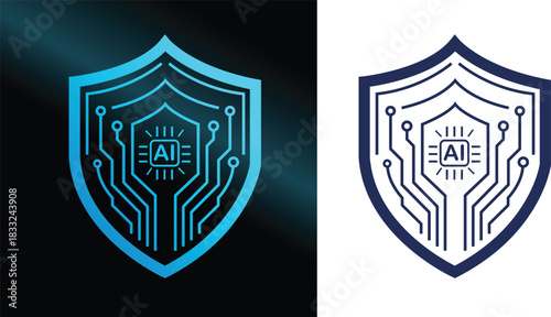 AI security shield vector icon