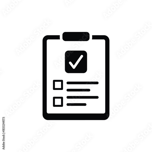 Black checklist clipboard with checkmark and list items