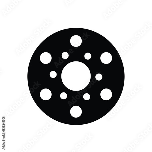 Black circle with white dots vector graphic