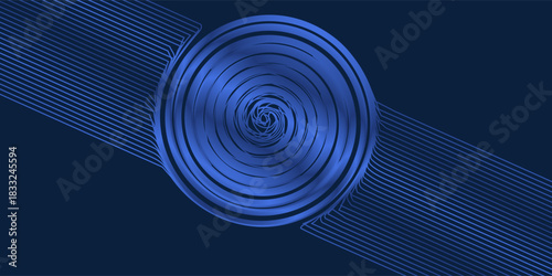 Latar belakang presentasi abstrak kurva gelombang modern 3D. Kertas Luxury memotong latar belakang. Dekorasi abstrak, pola emas, gradien halfton, ilustrasi vektor 3d. Latar belakang biru tua unik