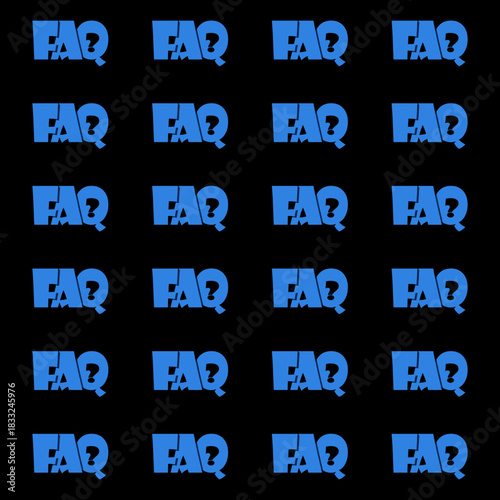FAQ seamless pattern isolated on black background