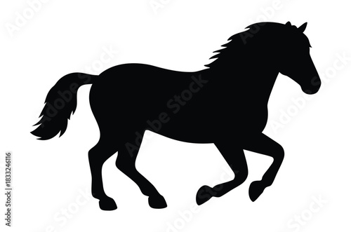 silhouette of a running horse, horse black flat vector illustration