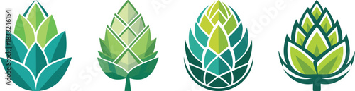 Geometric stylized pine cone or hop cone icon designed as modern emblem natural decorative themed artwork