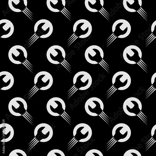 Fast service seamless pattern isolated on black background
