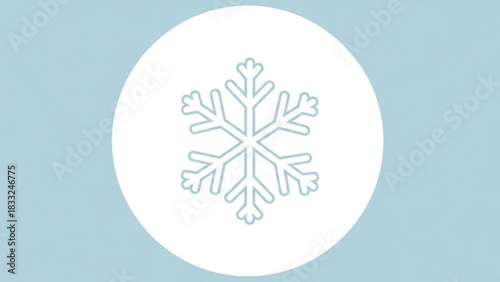 A minimalist illustration of a light blue snowflake icon outlined in white centered within a white circle against a soft pale blue background