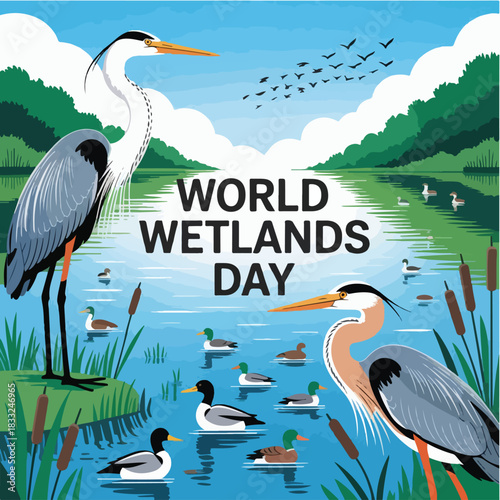 World Wetlands Day Celebration with Diverse Wildlife
