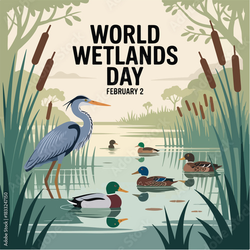 World Wetlands Day Celebration with Diverse Wildlife