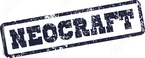 A textured dark blue rubber stamp impression displaying the unique word NEOCRAFT prominently