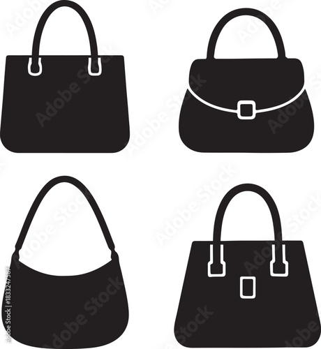 Handbag Silhouette Icons Set – Minimalist Fashion Collection