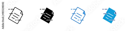 Fast File Multiple Style Icon Design Vector - document with motion lines, representing quick sharing, upload, or fast file transfer