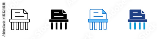 Shred File Multiple Style Icon Design Vector - document being shredded, symbolizing deletion, destruction, or secure file removal
