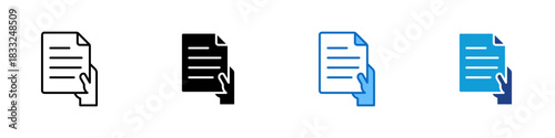 Document Holding Multiple Style Icon Design Vector - single sheet document being held by a hand representing reading, or sharing document