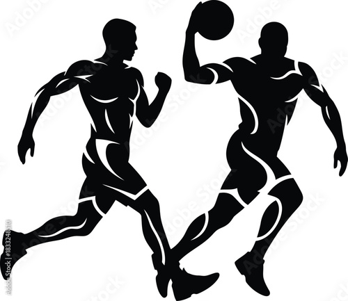 Dynamic Basketball Duo Illustration