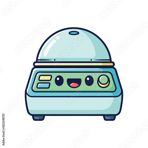 Cute Cartoon Humidifier with a Smiling Face and Rounded Design.