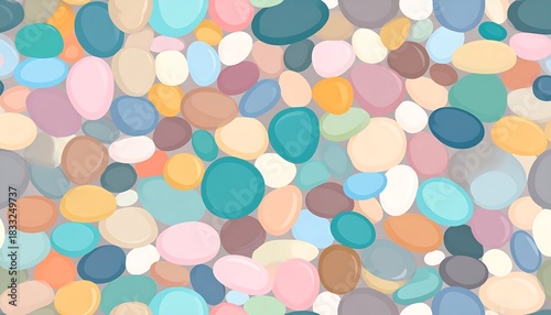 Pastel colored stones vector pattern creates a soothing and playful design