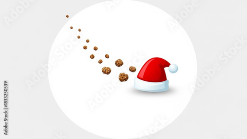 A trail of delicious chocolate chip cookies follows santa s iconic red and white hat creating a whimsical christmas celebration