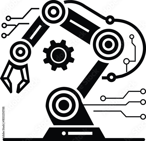 Robot arm automation silhouette icon