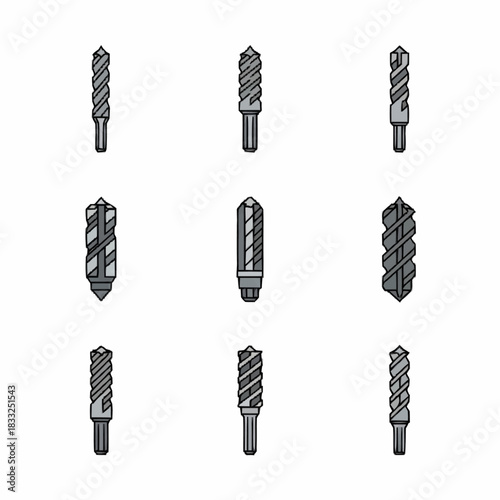 Collection of Drill Bits for Various Applications and Materials.