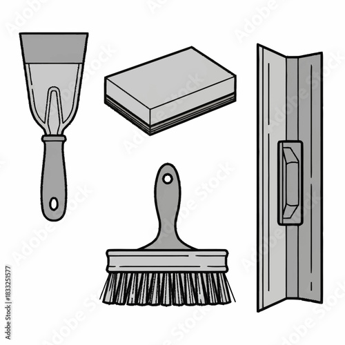 Collection of Construction and Painting Tools for Renovation Projects.