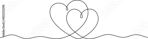 Two intertwined heart shapes formed by a single continuous line on a wavy path
