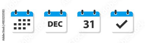 December 31 calendar icon set