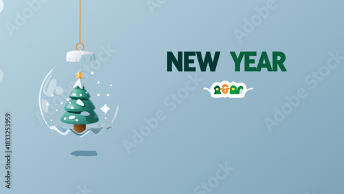 New year 2020 christmas tree globe