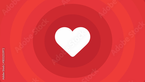 White heart on red radial circles