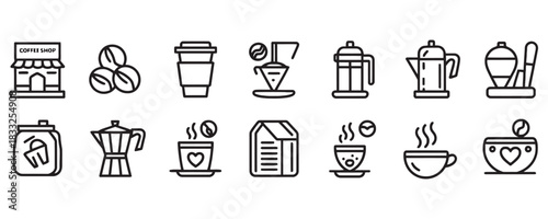 Charming coffee icons for your modern cafe branding and design projects - elevate your brand with sleek, professional graphics for the coffee lover