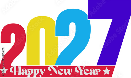 Vibrant Colorful 2027 New Year Celebration Graphic Design Element