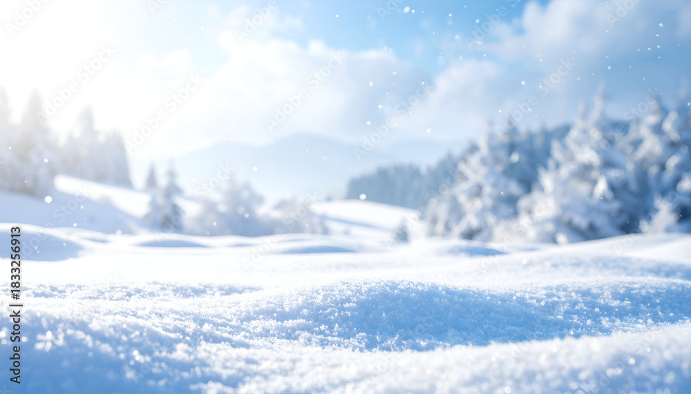 Fototapeta premium high-detail snow texture with sparkling highlights, icy cold tone, pure winter backdrop, holiday theme