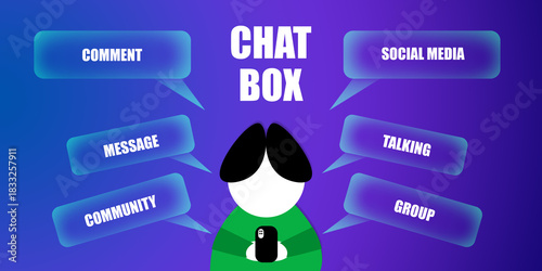 Blue gradient chat box for organizational business planning illustration