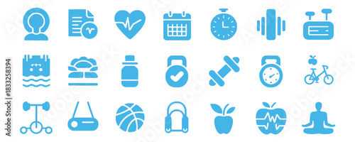 Vibrant wellness icons for modern health apps and fitness promotions inspire healthy lifestyles with simple, clear visuals and a clean design