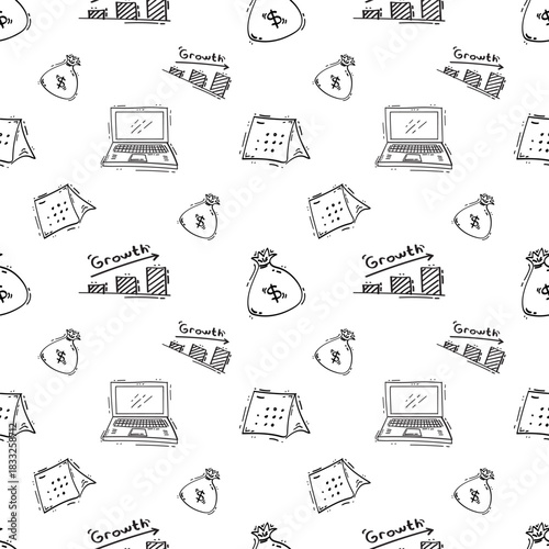 hand drawn business seamless pattern background