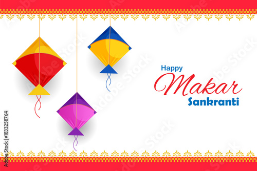 vector illustration of Happy Makar Sankranti background with colorful kite
