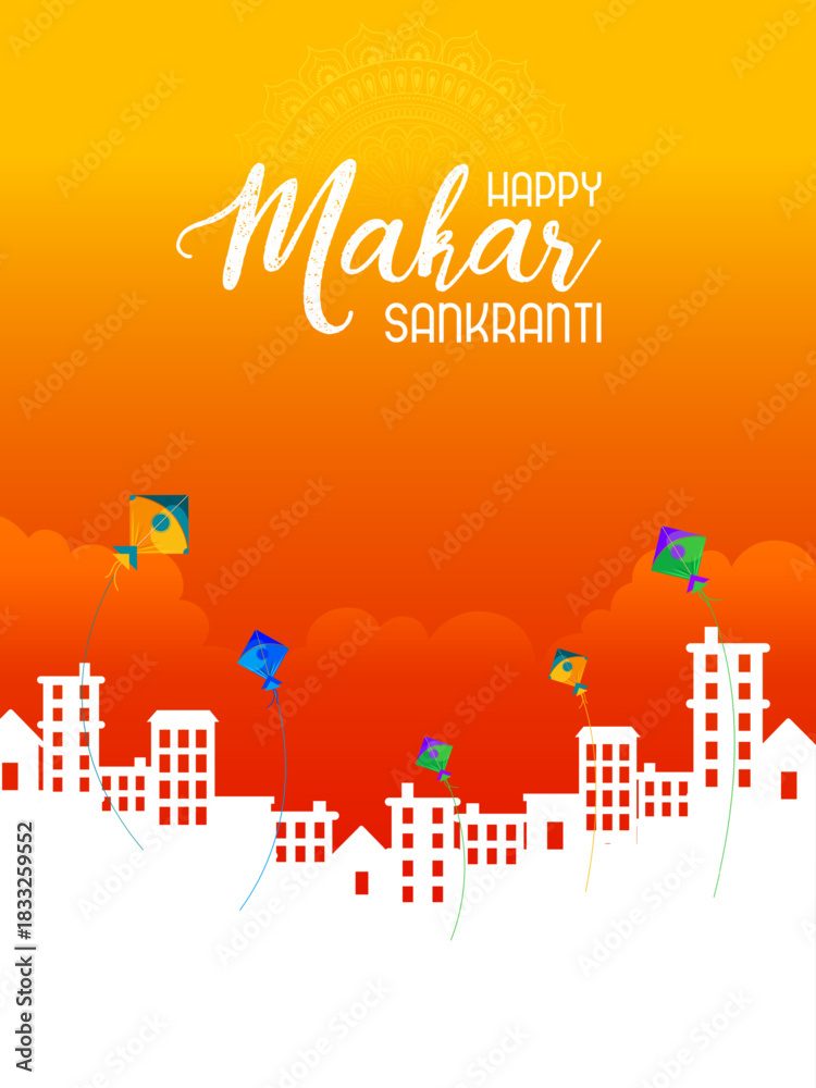 Naklejka premium vector illustration of Happy Makar Sankranti background with colorful kite