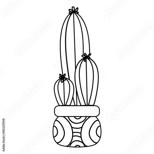 Cactus pot silhouette drawing