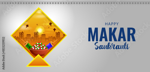 vector illustration of Happy Makar Sankranti background with colorful kite