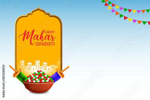 vector illustration of Happy Makar Sankranti background with colorful kite