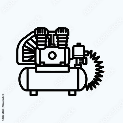 Air Compressor Illustration - Industrial Equipment for Pneumatic Power.
