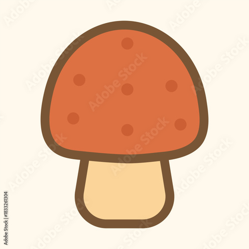 Minimal Kawaii Mushroom Icon – Simple Cute Forest Vector Illustration