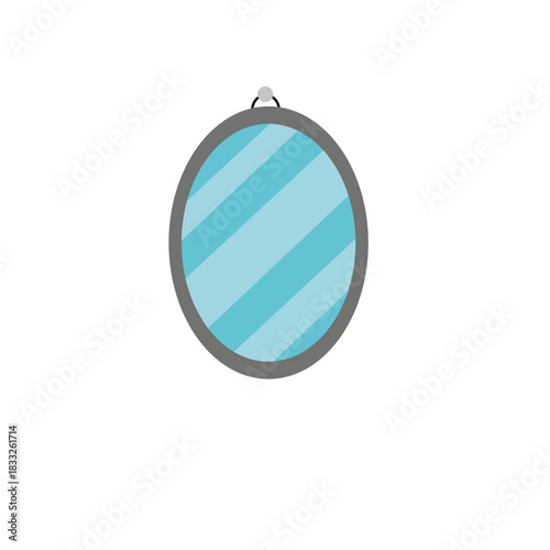 Blue round wall mirror