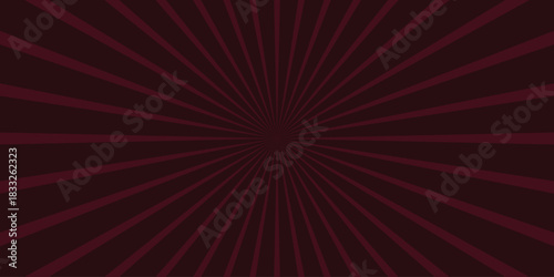 Deep Burgundy Sunburst Pattern with Concentric Rays Radiating from the Center Against a Dark Background for Graphic Design and Abstract Concepts Keywords: sunburst, rays, radiating, center