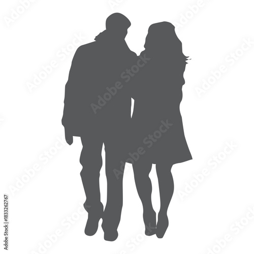 Casual romantic couple silhouette