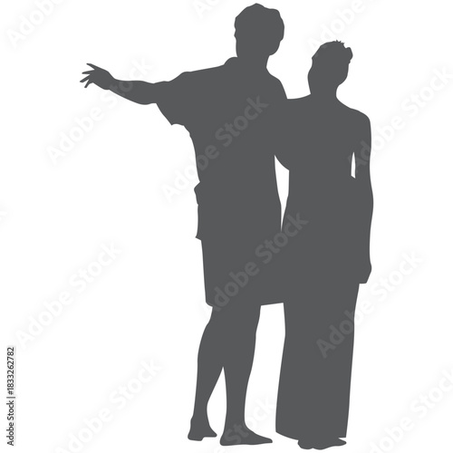 Casual lovers silhouette