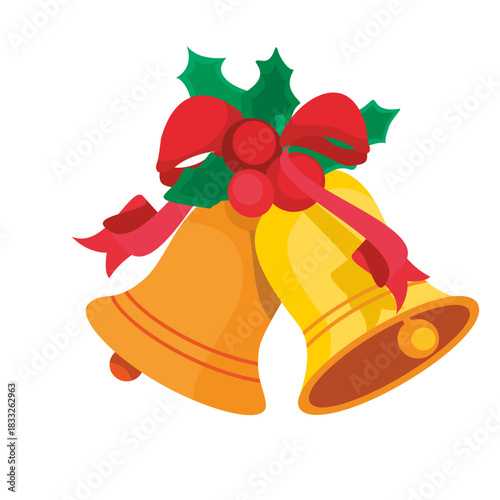 Christmas bells mistletoe cartoon