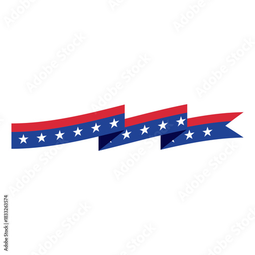 Folded origami american ribbon