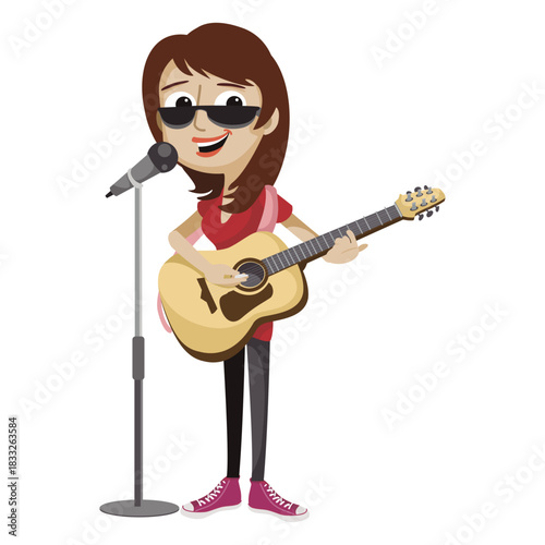 Funny lady singer cartoon