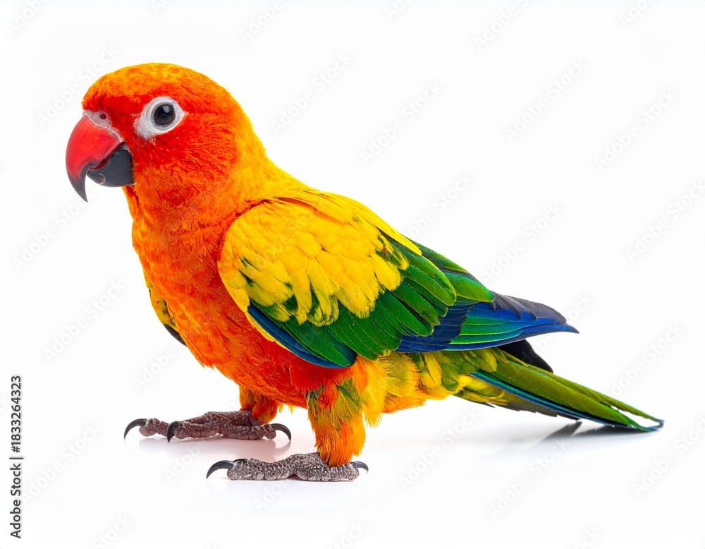 Obraz premium ColoRed bishop bird standing on white backgroundrful Tropical Bird on White Background