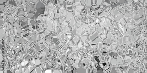 Intricate abstract grayscale pattern resembling fractured ice or crystalline structures, with sharp edges and varied shades of gray creating a complex, textured visual